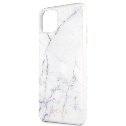 Guess Marble Tempered Glass Hardcase - Etui iPhone 11 Pro Max (biały) Guess Marble Tempered Glass Hardcase - Etui iPhone 11 Pro Max (biały)