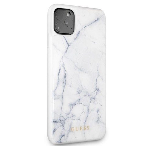 Guess Marble Tempered Glass Hardcase - Etui iPhone 11 Pro Max (biały) Guess Marble Tempered Glass Hardcase - Etui iPhone 11 Pro Max (biały)