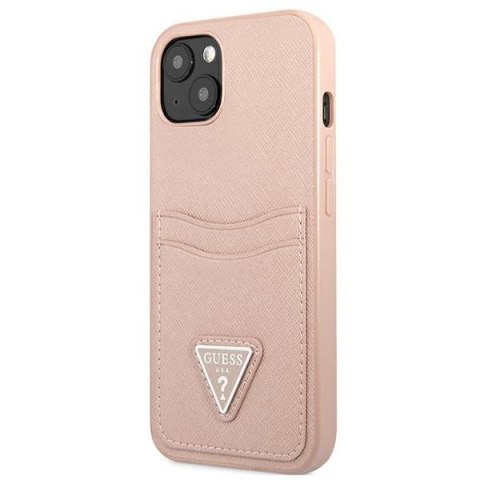 Guess Saffiano Double Card Triangle - Etui iPhone 13 (różowy) Guess Saffiano Double Card Triangle - Etui iPhone 13 (różowy)