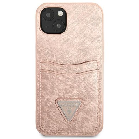 Guess Saffiano Double Card Triangle - Etui iPhone 13 (różowy) Guess Saffiano Double Card Triangle - Etui iPhone 13 (różowy)