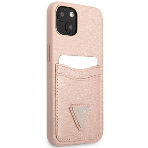 Guess Saffiano Double Card Triangle - Etui iPhone 13 (różowy) Guess Saffiano Double Card Triangle - Etui iPhone 13 (różowy)