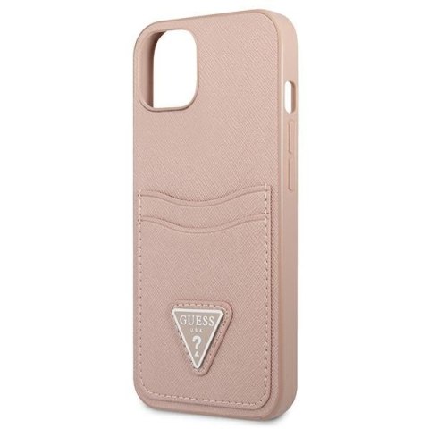 Guess Saffiano Double Card Triangle - Etui iPhone 13 (różowy) Guess Saffiano Double Card Triangle - Etui iPhone 13 (różowy)