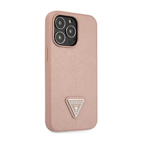 Guess Saffiano Triangle Logo Case - Etui iPhone 14 Pro (różowy) Guess Saffiano Triangle Logo Case - Etui iPhone 14 Pro (różowy)