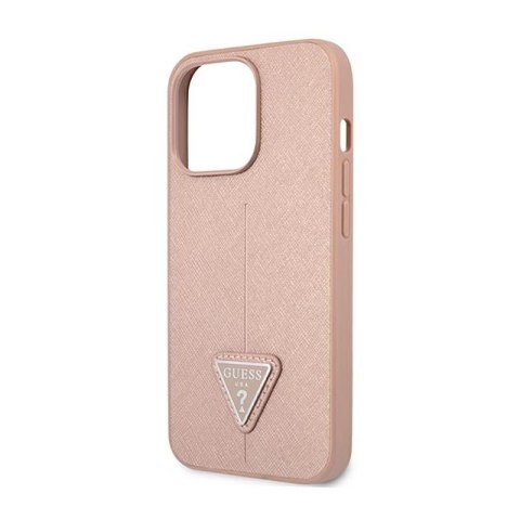 Guess Saffiano Triangle Logo Case - Etui iPhone 14 Pro (różowy) Guess Saffiano Triangle Logo Case - Etui iPhone 14 Pro (różowy)