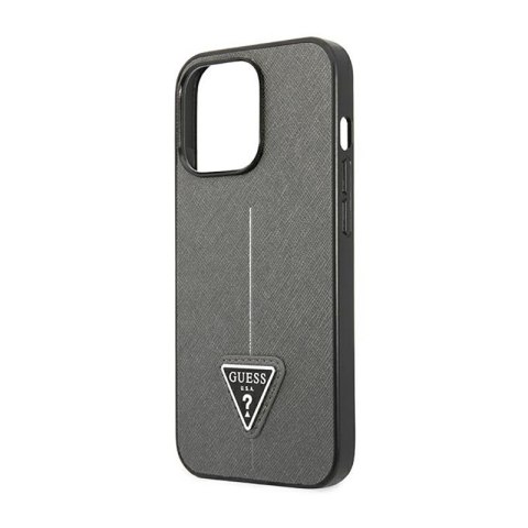 Guess Saffiano Triangle Logo Case - Etui iPhone 14 Pro (srebrny) Guess Saffiano Triangle Logo Case - Etui iPhone 14 Pro (srebrny)