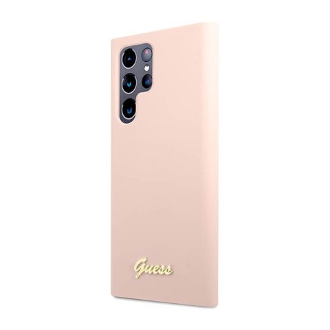 Guess Silicone Script Metal Logo - Etui Samsung Galaxy S23 Ultra (różowy) Guess Silicone Script Metal Logo - Etui Samsung Galaxy S23 Ultra (różowy)