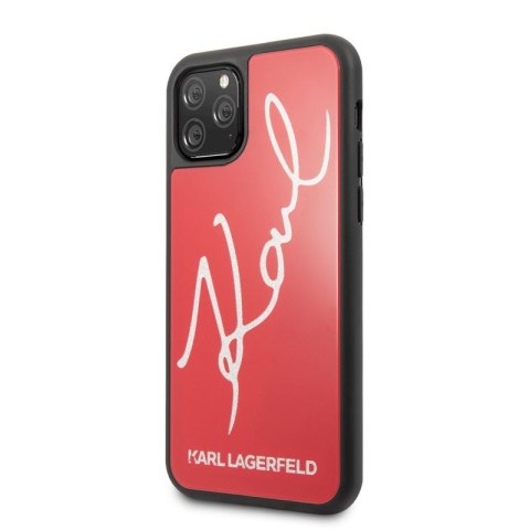 Karl Lagerfeld Double Layers Tempered Glass Glitter Signature Case - Etui iPhone 11 Pro (czerwony) Karl Lagerfeld Double Layers Tempered Glass Glitter Signature Case - Etui iPhone 11 Pro (czerwony)