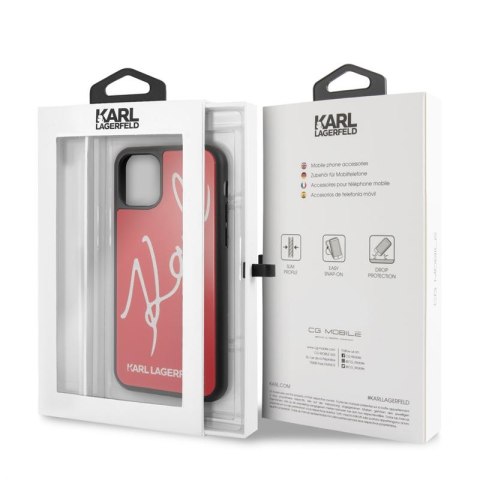 Karl Lagerfeld Double Layers Tempered Glass Glitter Signature Case - Etui iPhone 11 Pro (czerwony) Karl Lagerfeld Double Layers Tempered Glass Glitter Signature Case - Etui iPhone 11 Pro (czerwony)