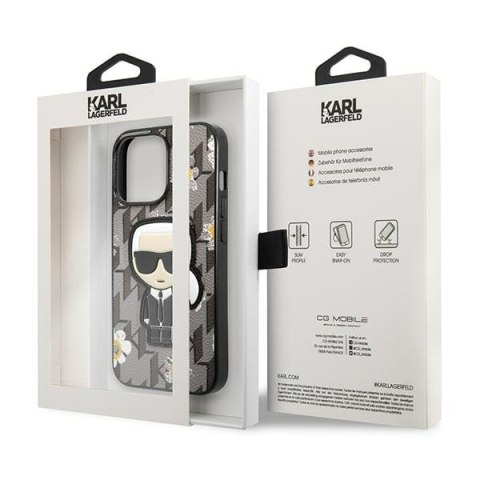 Karl Lagerfeld Iconic Karl Flower - Etui iPhone 13 Pro (szary) Karl Lagerfeld Iconic Karl Flower - Etui iPhone 13 Pro (szary)