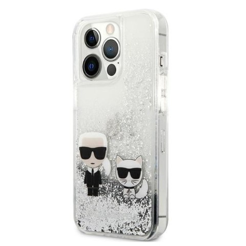 Karl Lagerfeld Liquid Glitter Karl & Choupette - Etui iPhone 13 Pro Max (srebrny) Karl Lagerfeld Liquid Glitter Karl & Choupette - Etui iPhone 13 Pro Max (srebrny)
