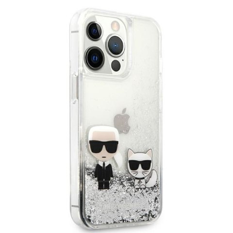 Karl Lagerfeld Liquid Glitter Karl & Choupette - Etui iPhone 13 Pro Max (srebrny) Karl Lagerfeld Liquid Glitter Karl & Choupette - Etui iPhone 13 Pro Max (srebrny)