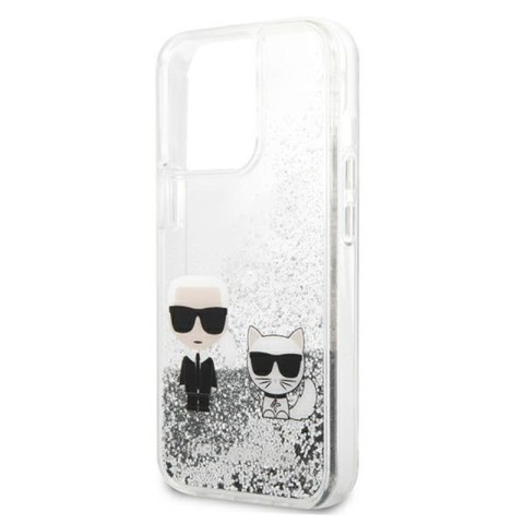 Karl Lagerfeld Liquid Glitter Karl & Choupette - Etui iPhone 13 Pro Max (srebrny) Karl Lagerfeld Liquid Glitter Karl & Choupette - Etui iPhone 13 Pro Max (srebrny)