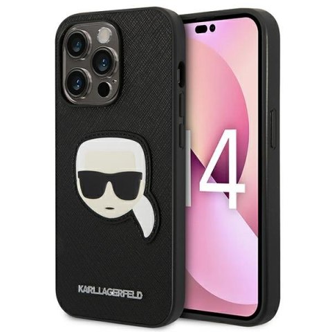 Karl Lagerfeld Saffiano Karl Head Patch Case - Etui iPhone 14 Pro (czarny) Karl Lagerfeld Saffiano Karl Head Patch Case - Etui iPhone 14 Pro (czarny)