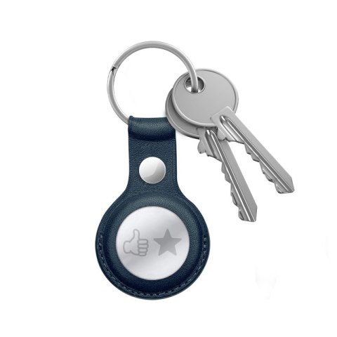 Crong Leather Case with Key Ring - Skórzane etui ochronne brelok do Apple AirTag (granatowy) Crong Leather Case with Key Ring - Skórzane etui ochronne brelok do Apple AirTag (granatowy)