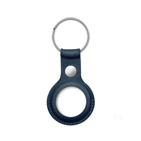 Crong Leather Case with Key Ring - Skórzane etui ochronne brelok do Apple AirTag (granatowy) Crong Leather Case with Key Ring - Skórzane etui ochronne brelok do Apple AirTag (granatowy)