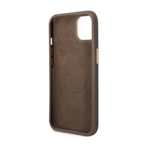 Guess 4G Logo Plate MagSafe - Etui iPhone 14 Plus (brązowy) Guess 4G Logo Plate MagSafe - Etui iPhone 14 Plus (brązowy)