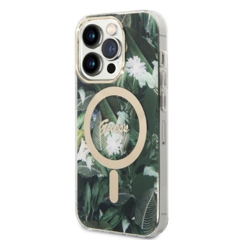 Guess Bundle Pack MagSafe IML Jungle - Zestaw etui + ładowarka MagSafe iPhone 14 Pro (khaki/złoty) Guess Bundle Pack MagSafe IML Jungle - Zestaw etui + ładowarka MagSafe iPhone 14 Pro (khaki/złoty)