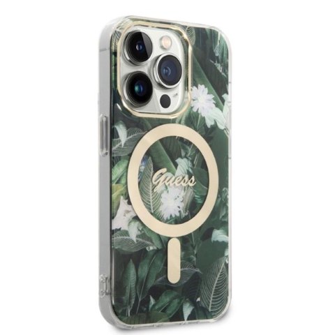 Guess Bundle Pack MagSafe IML Jungle - Zestaw etui + ładowarka MagSafe iPhone 14 Pro (khaki/złoty) Guess Bundle Pack MagSafe IML Jungle - Zestaw etui + ładowarka MagSafe iPhone 14 Pro (khaki/złoty)