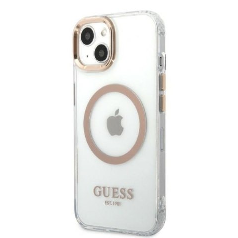 Guess Metal Outline Magsafe - Etui iPhone 13 (przezroczysty / złoty) Guess Metal Outline Magsafe - Etui iPhone 13 (przezroczysty / złoty)