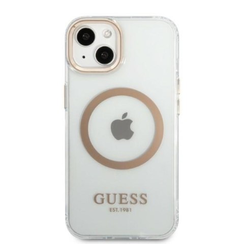 Guess Metal Outline Magsafe - Etui iPhone 13 (przezroczysty / złoty) Guess Metal Outline Magsafe - Etui iPhone 13 (przezroczysty / złoty)