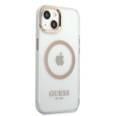 Guess Metal Outline Magsafe - Etui iPhone 13 (przezroczysty / złoty) Guess Metal Outline Magsafe - Etui iPhone 13 (przezroczysty / złoty)
