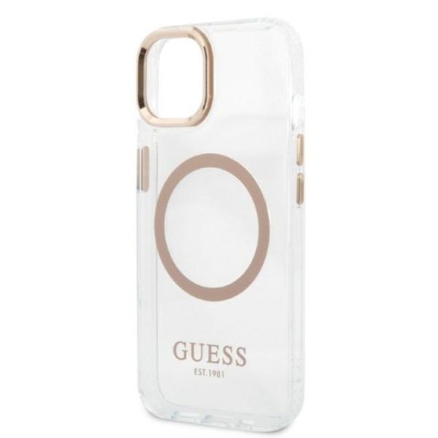 Guess Metal Outline Magsafe - Etui iPhone 13 (przezroczysty / złoty) Guess Metal Outline Magsafe - Etui iPhone 13 (przezroczysty / złoty)