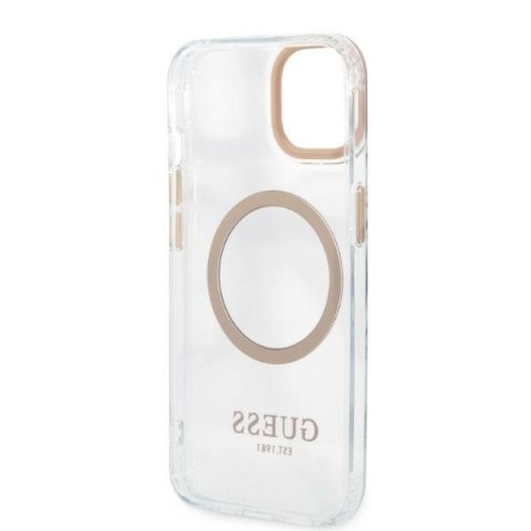 Guess Metal Outline Magsafe - Etui iPhone 13 (przezroczysty / złoty) Guess Metal Outline Magsafe - Etui iPhone 13 (przezroczysty / złoty)