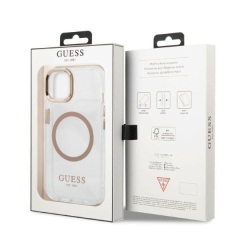 Guess Metal Outline Magsafe - Etui iPhone 13 (przezroczysty / złoty) Guess Metal Outline Magsafe - Etui iPhone 13 (przezroczysty / złoty)
