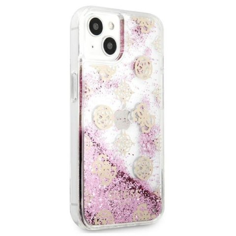 Guess Peony Liquid Glitter - Etui iPhone 13 mini (różowy) Guess Peony Liquid Glitter - Etui iPhone 13 mini (różowy)