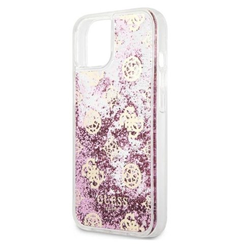 Guess Peony Liquid Glitter - Etui iPhone 13 mini (różowy) Guess Peony Liquid Glitter - Etui iPhone 13 mini (różowy)