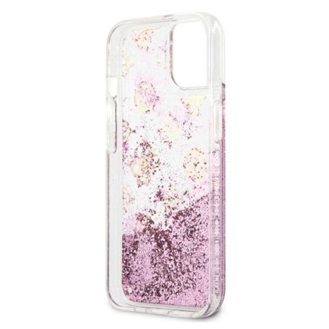 Guess Peony Liquid Glitter - Etui iPhone 13 mini (różowy) Guess Peony Liquid Glitter - Etui iPhone 13 mini (różowy)
