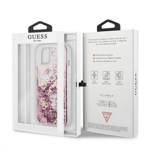 Guess Peony Liquid Glitter - Etui iPhone 13 mini (różowy) Guess Peony Liquid Glitter - Etui iPhone 13 mini (różowy)