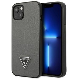 Guess Saffiano Triangle Logo Case - Etui iPhone 13 mini (srebrny)