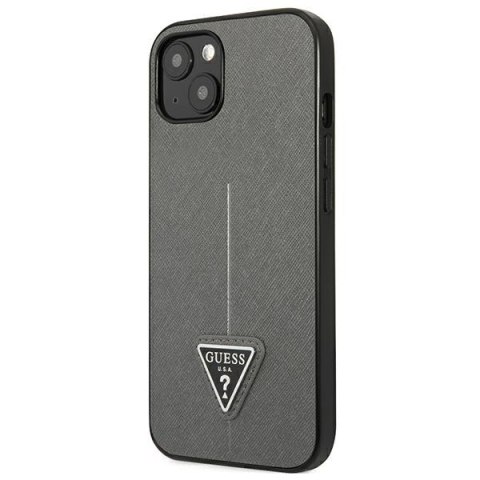 Guess Saffiano Triangle Logo Case - Etui iPhone 13 mini (srebrny) Guess Saffiano Triangle Logo Case - Etui iPhone 13 mini (srebrny)