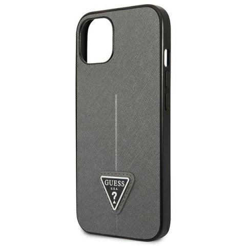 Guess Saffiano Triangle Logo Case - Etui iPhone 13 mini (srebrny) Guess Saffiano Triangle Logo Case - Etui iPhone 13 mini (srebrny)