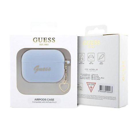 Guess Silicone Heart Charm - Etui AirPods Pro 2 (niebieski) Guess Silicone Heart Charm - Etui AirPods Pro 2 (niebieski)