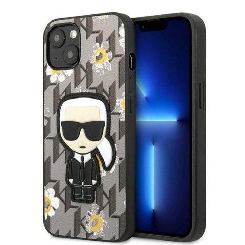 Karl Lagerfeld Iconic Karl Flower - Etui iPhone 13 Mini (szary) Karl Lagerfeld Iconic Karl Flower - Etui iPhone 13 Mini (szary)
