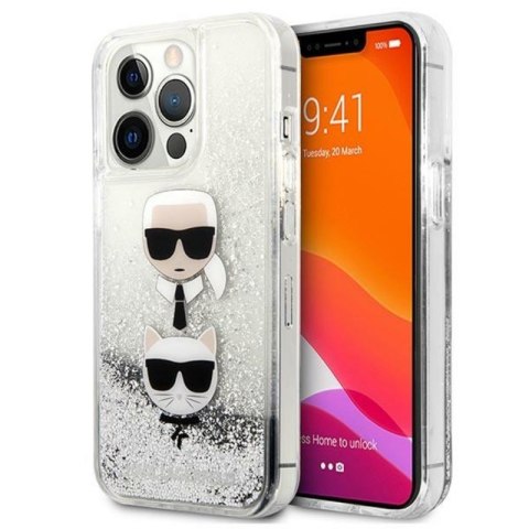 Karl Lagerfeld Liquid Glitter Karl & Choupette Head - Etui iPhone 13 Pro (srebrny) Karl Lagerfeld Liquid Glitter Karl & Choupette Head - Etui iPhone 13 Pro (srebrny)
