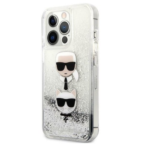 Karl Lagerfeld Liquid Glitter Karl & Choupette Head - Etui iPhone 13 Pro (srebrny) Karl Lagerfeld Liquid Glitter Karl & Choupette Head - Etui iPhone 13 Pro (srebrny)