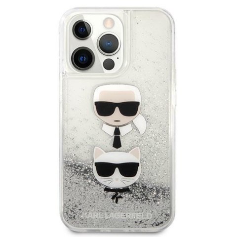 Karl Lagerfeld Liquid Glitter Karl & Choupette Head - Etui iPhone 13 Pro (srebrny) Karl Lagerfeld Liquid Glitter Karl & Choupette Head - Etui iPhone 13 Pro (srebrny)