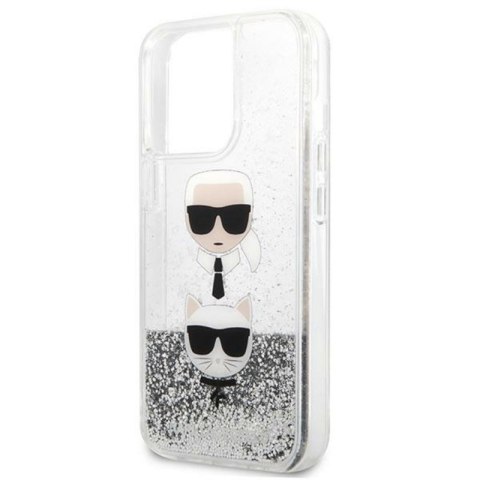 Karl Lagerfeld Liquid Glitter Karl & Choupette Head - Etui iPhone 13 Pro (srebrny) Karl Lagerfeld Liquid Glitter Karl & Choupette Head - Etui iPhone 13 Pro (srebrny)