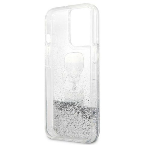 Karl Lagerfeld Liquid Glitter Karl & Choupette Head - Etui iPhone 13 Pro (srebrny) Karl Lagerfeld Liquid Glitter Karl & Choupette Head - Etui iPhone 13 Pro (srebrny)