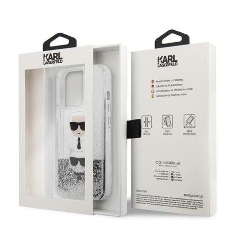 Karl Lagerfeld Liquid Glitter Karl & Choupette Head - Etui iPhone 13 Pro (srebrny) Karl Lagerfeld Liquid Glitter Karl & Choupette Head - Etui iPhone 13 Pro (srebrny)