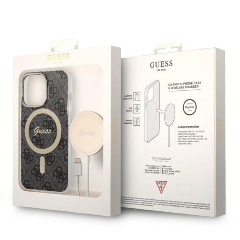 Guess Bundle Pack MagSafe 4G - Zestaw etui + ładowarka MagSafe iPhone 13 Pro (czarny/złoty) Guess Bundle Pack MagSafe 4G - Zestaw etui + ładowarka MagSafe iPhone 13 Pro (czarny/złoty)