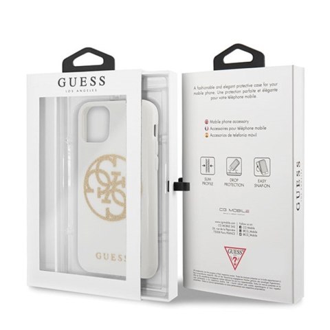 Guess Circle Glitter 4G - Etui iPhone 11 Pro Max (biały) Guess Circle Glitter 4G - Etui iPhone 11 Pro Max (biały)