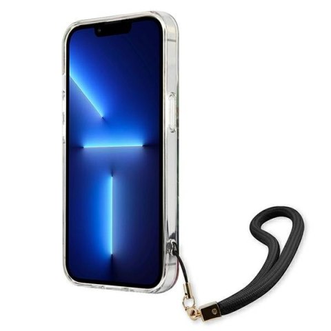 Guess Flower Cord - Etui ze smyczką iPhone 13 Pro (Blue) Guess Flower Cord - Etui ze smyczką iPhone 13 Pro (Blue)