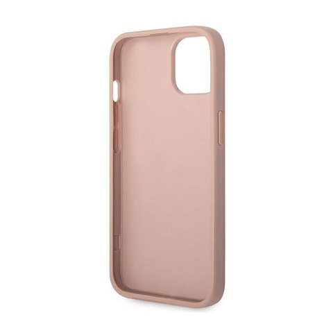 Guess Saffiano Metal Logo Stripes - Etui iPhone 14 Plus (różowy) Guess Saffiano Metal Logo Stripes - Etui iPhone 14 Plus (różowy)