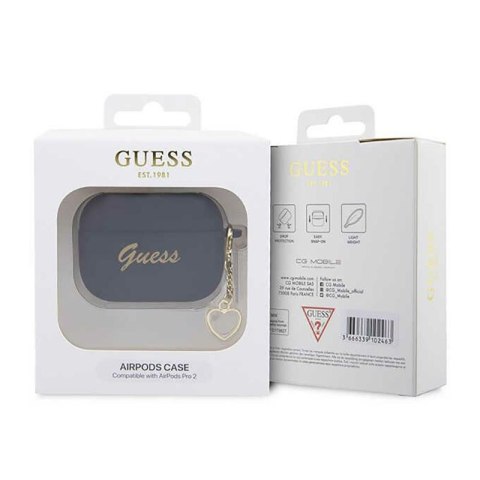 Guess Silicone Heart Charm - Etui AirPods Pro 2 (czarny) Guess Silicone Heart Charm - Etui AirPods Pro 2 (czarny)