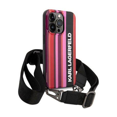 Karl Lagerfeld Color Stripes Strap - Etui iPhone 14 Pro Max (różowy) Karl Lagerfeld Color Stripes Strap - Etui iPhone 14 Pro Max (różowy)