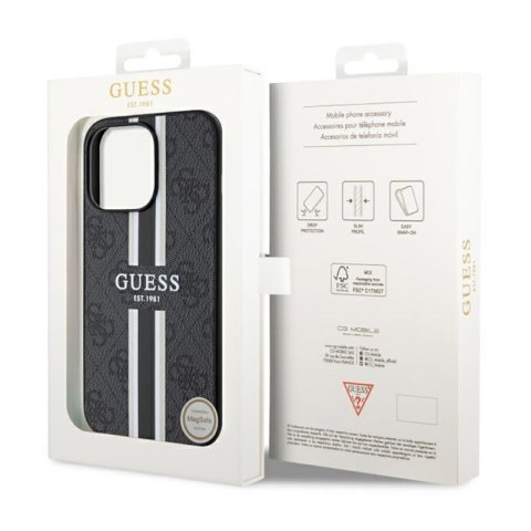 Guess 4G Printed Stripes MagSafe - Etui iPhone 13 Pro Max (Czarny) Guess 4G Printed Stripes MagSafe - Etui iPhone 13 Pro Max (Czarny)